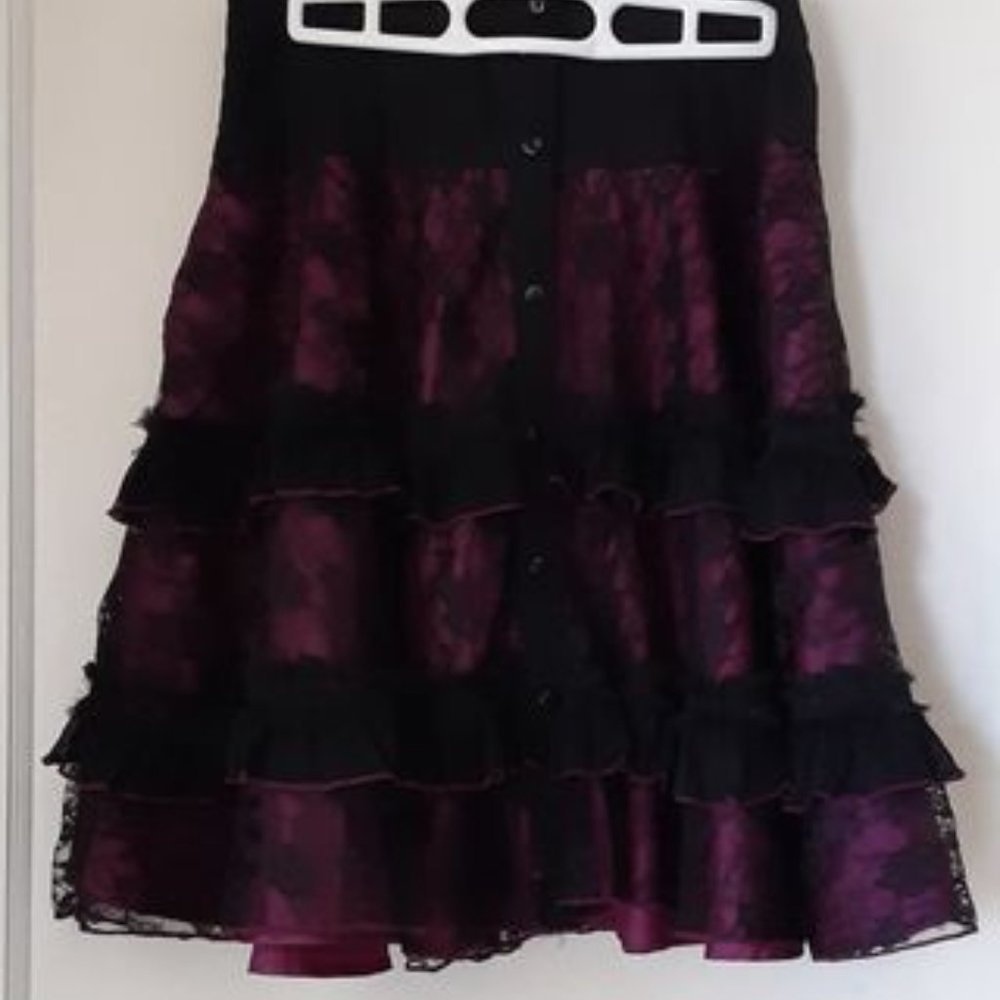 Vintage Serious Fos Angeles City of Rockers Burgundy and Black Medium Skirt